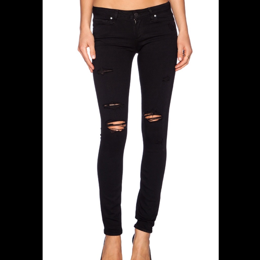 PAIGE verdugo ultra skinny black ripped jeans